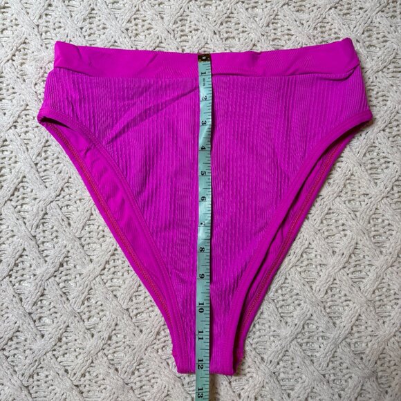 NWT L*Space Frenchi Ribbed High Waist Bikini Bottom Magenta Swim – Women’s XL - Picture 4 of 6